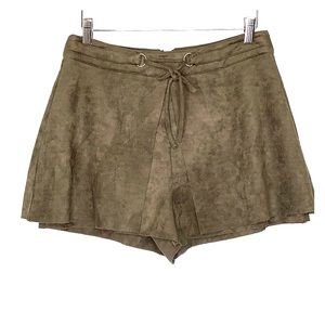 HONEY PUNCH • Faux Suede Olive Shorts Skirt Skort